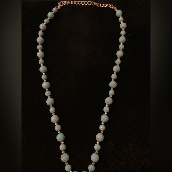 Vintage stamped CH GSJ 925 sterling & Turquoise Necklace 20” inch - Picture 2 of 4